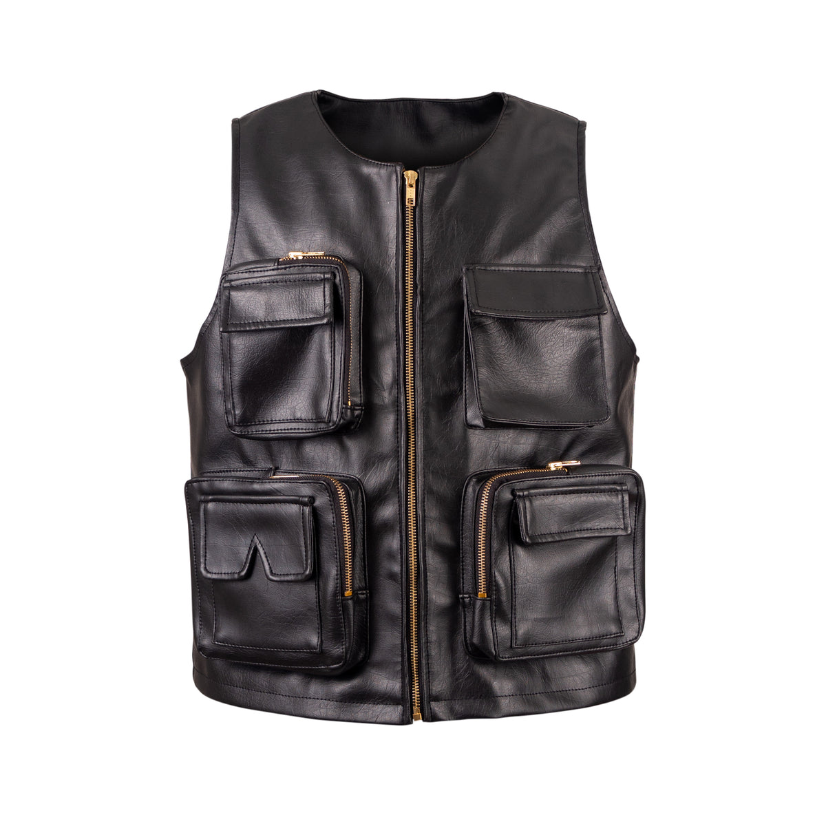 Powder blue leather utility vest – Soon Enough