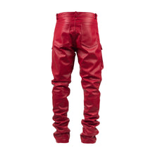 Load image into Gallery viewer, Red leather cargo pants
