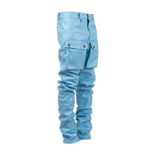 Load image into Gallery viewer, Powder blue leather cargo pants
