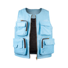 Load image into Gallery viewer, Powder blue leather utility vest
