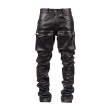 Load image into Gallery viewer, Black leather cargo pants

