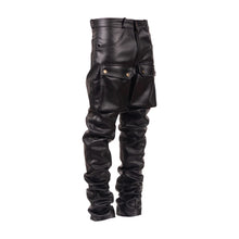 Load image into Gallery viewer, Black leather cargo pants
