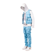 Load image into Gallery viewer, Powder blue leather utility vest
