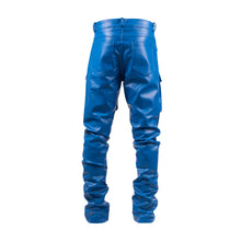 Load image into Gallery viewer, Royal blue leather cargo pants
