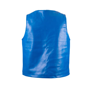 Royal blue leather utility vest