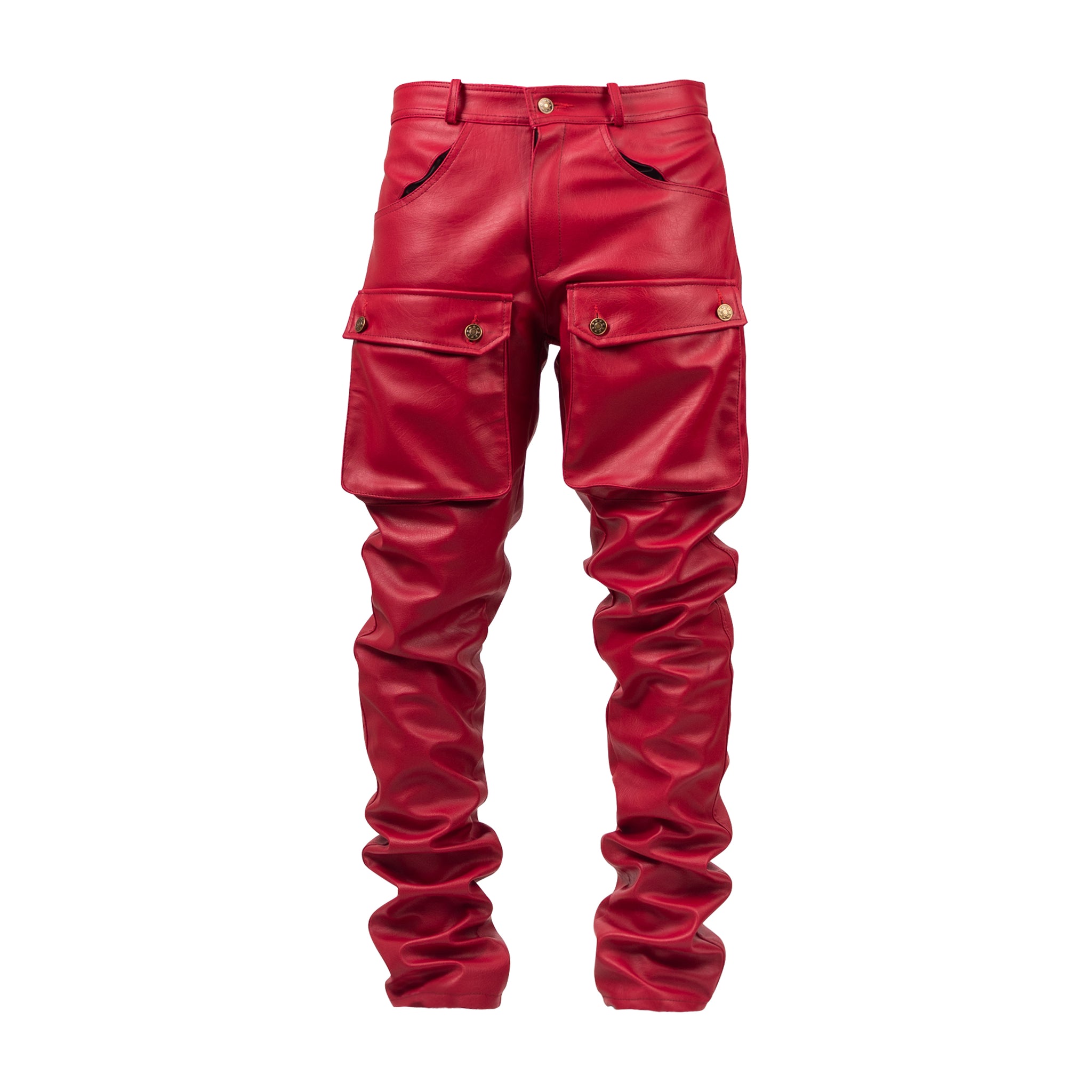 Red leather cargo pants – Soon Enough
