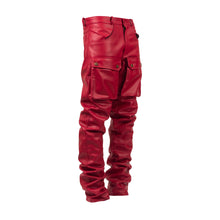Load image into Gallery viewer, Red leather cargo pants
