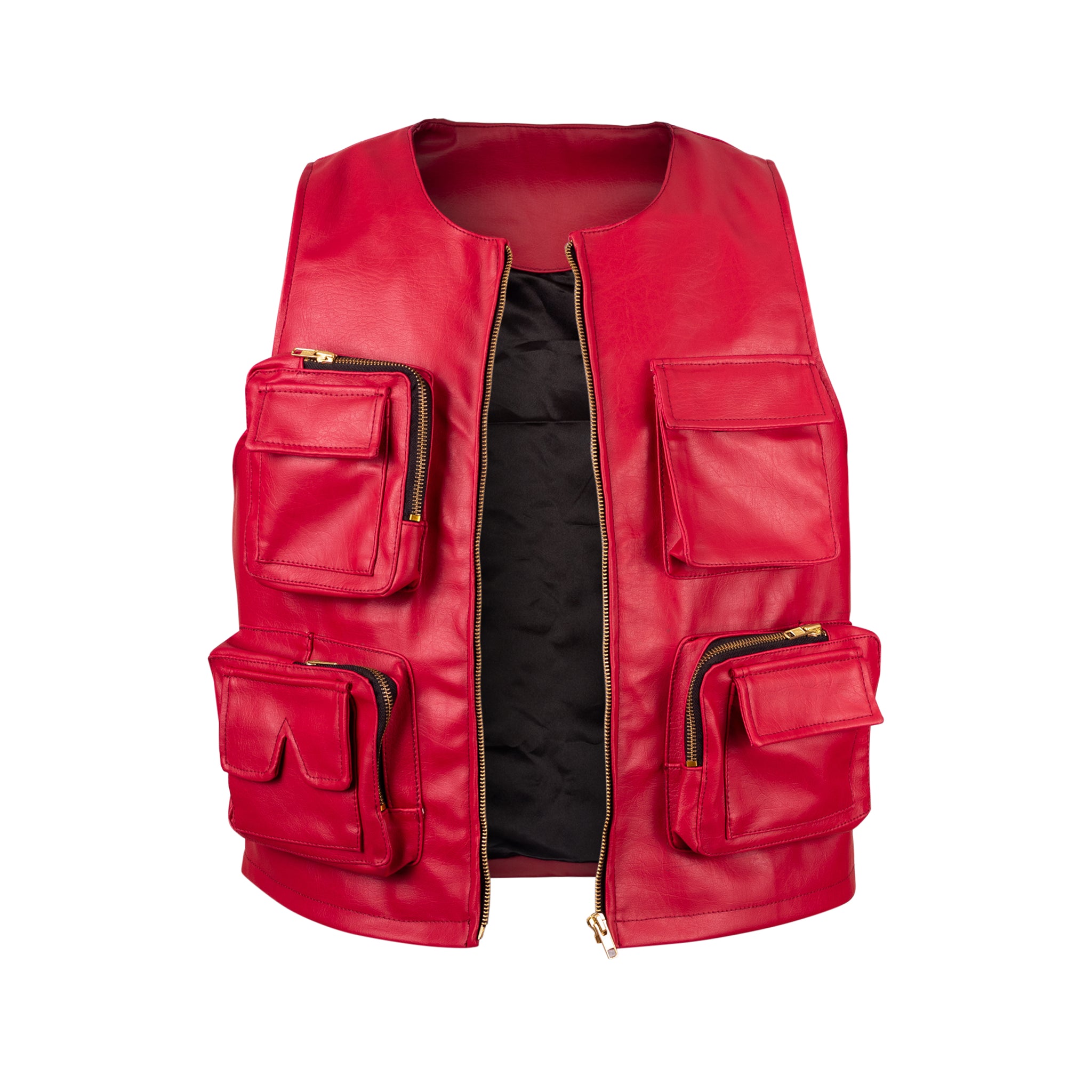 Red leather utility vest – Soon Enough