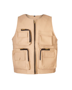 Off White leather utility vest