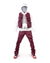 Load image into Gallery viewer, Wine leather cargo pants

