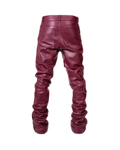 Wine leather cargo pants
