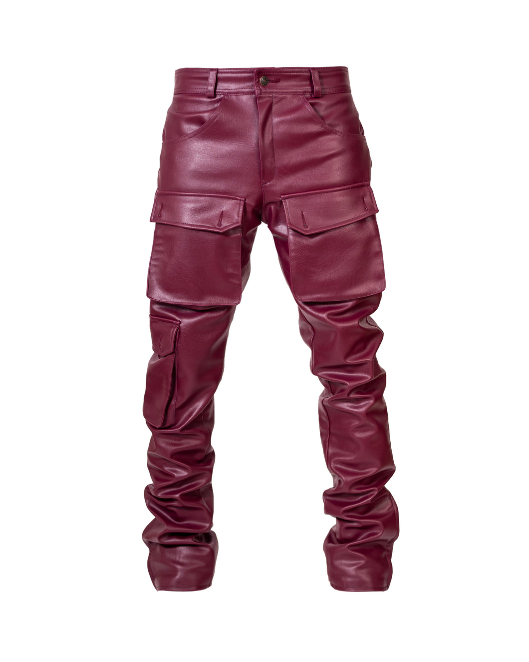 Wine leather cargo pants