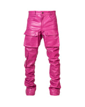 Load image into Gallery viewer, Fuchsia leather cargo pants
