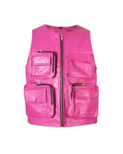 Load image into Gallery viewer, Fuchsia Leather Vest
