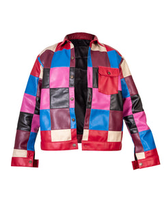 Memorial patchwork leather jacket