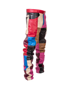 Memorial patchwork leather pants