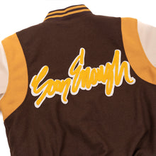 Load image into Gallery viewer, Brown Old English Collegiate Varsity Jacket
