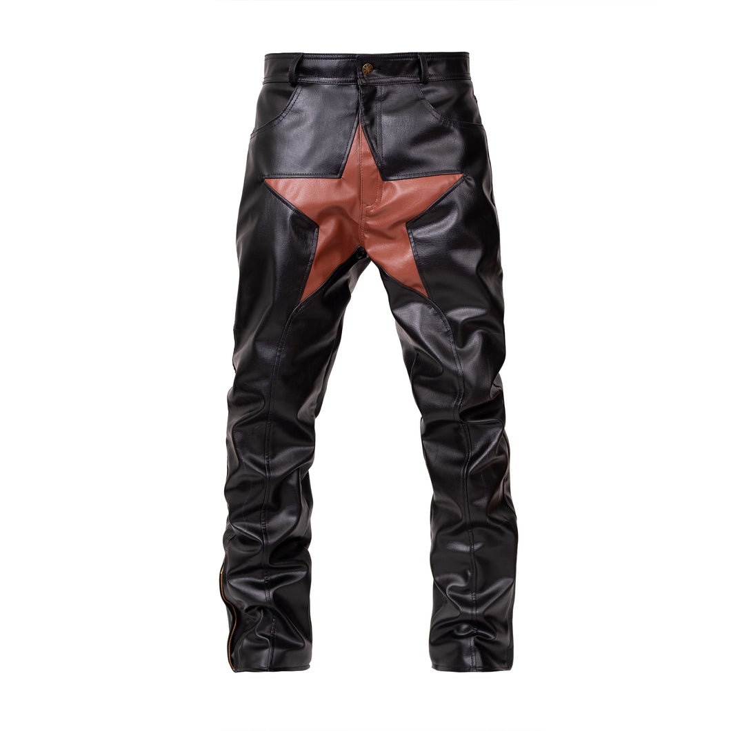 Black Starboy Leather Pants