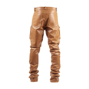 Nude leather cargo pants