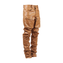 Load image into Gallery viewer, Nude leather cargo pants
