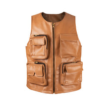 Load image into Gallery viewer, Nude leather utility vest
