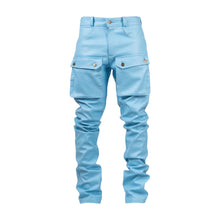 Load image into Gallery viewer, Powder blue leather cargo pants
